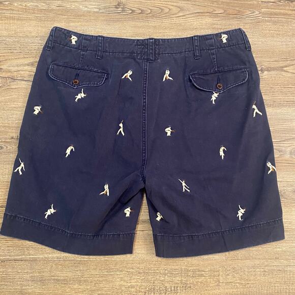 Ralph Lauren Men's size 38 Navy Blue Embroidered Cricket All Over Print Shorts - Picture 5 of 8